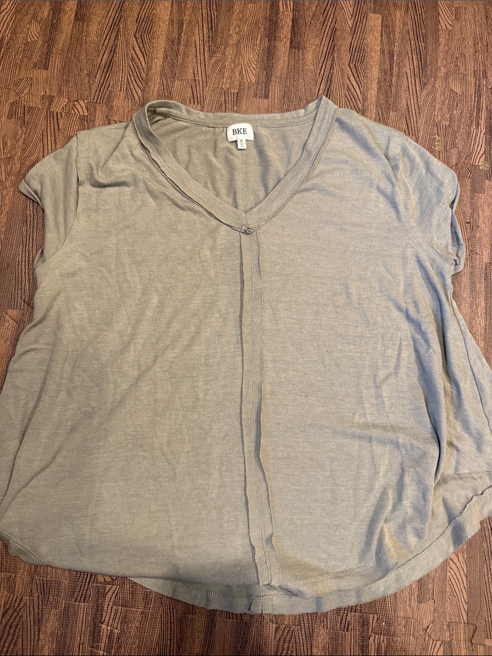 BKE Olive V-Neck Short Sleeve Top